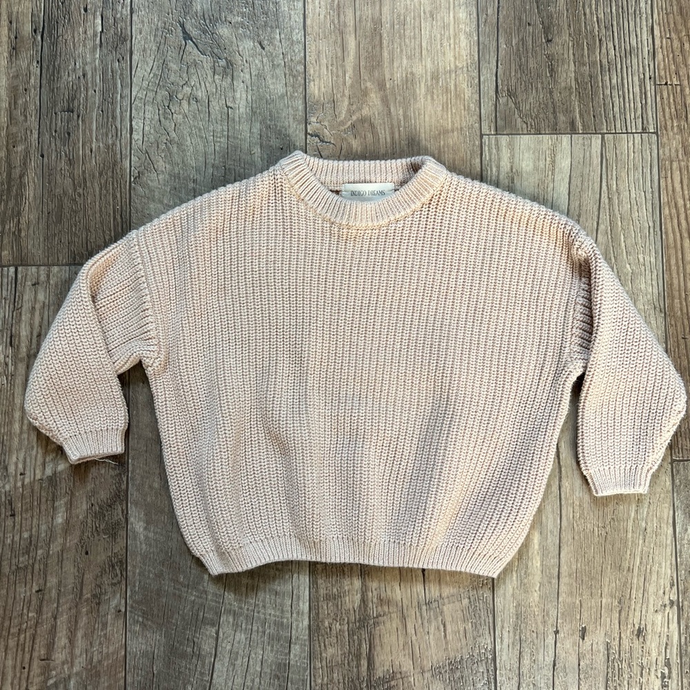 Indigo Dreams Peachy Cream Knit Oversized Sweater (Toddler 12-18m)
